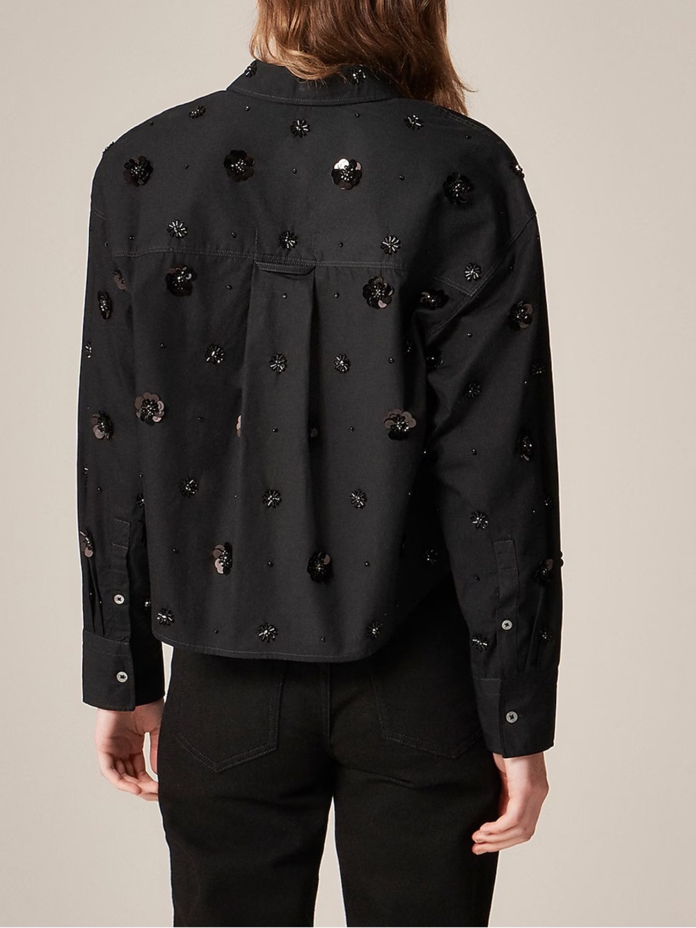 J crew Étienne cropped button-up shirt in embellished cotton poplin - Picture 4 of 5